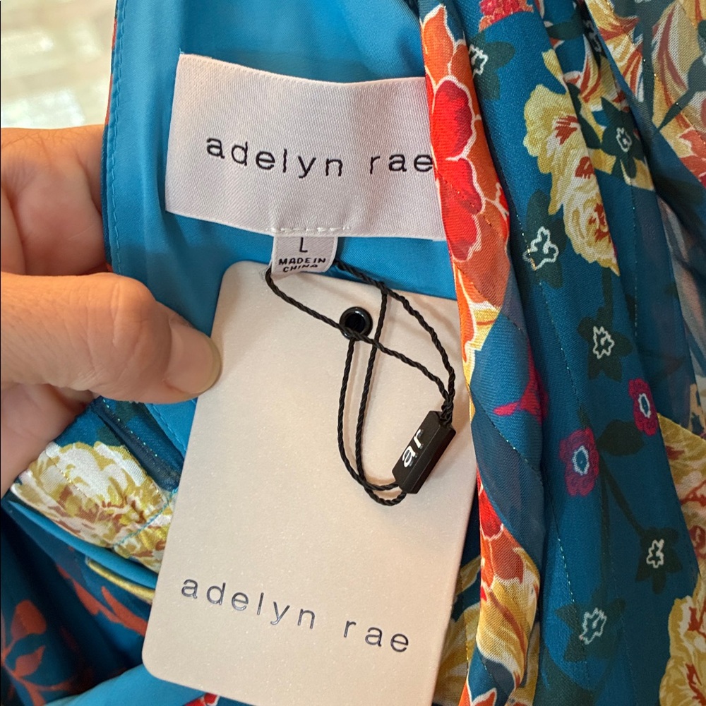 Adelyn Rae Blue Floral Patchwork Midi Dress, Large, wedding guest/ Mother’s Day - Picture 5 of 11
